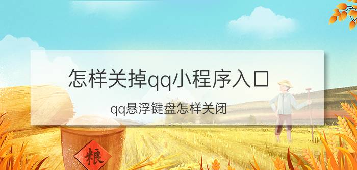 怎样关掉qq小程序入口 qq悬浮键盘怎样关闭？